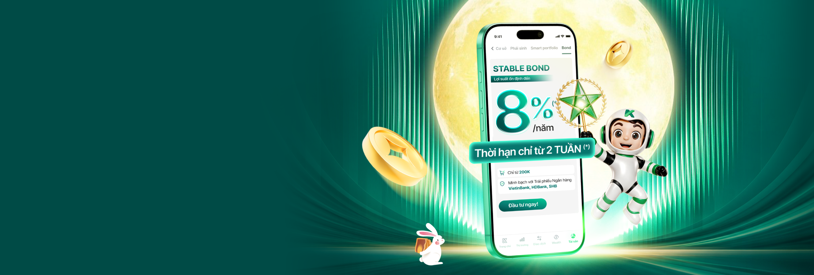 Mở App đón trăng - An tâm lợi suất cùng Stable Bond trên Kafi X