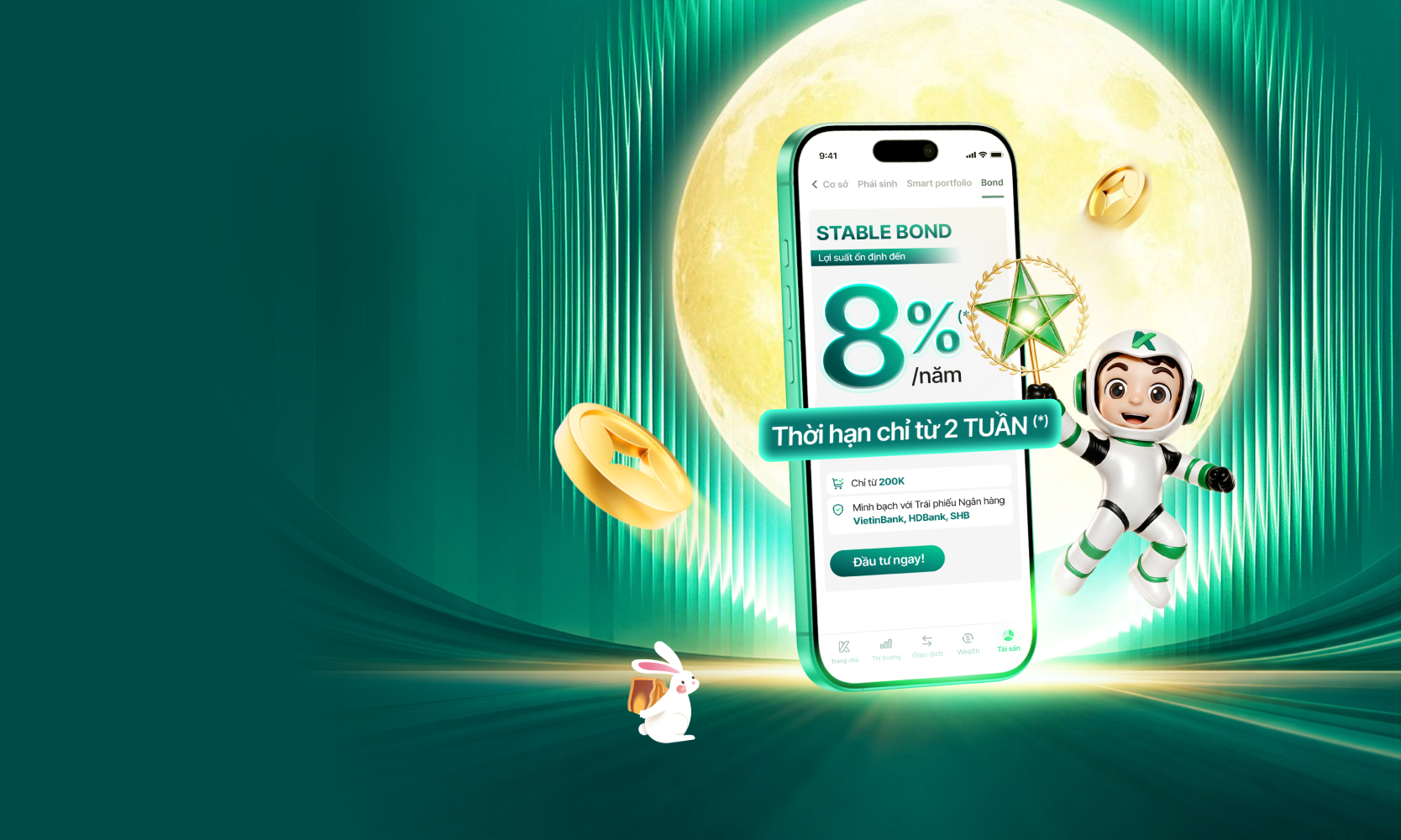 Mở App đón trăng - An tâm lợi suất cùng Stable Bond trên Kafi X
